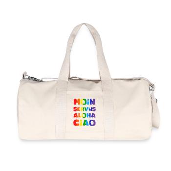 Rainbow Greetings Collection - Recycled Canvas Sports Bag by Stanley/Stella - natural - Front