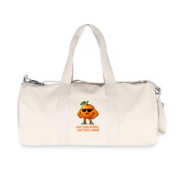 Juicy orange with sunglasses - Recycled Canvas Sports Bag by Stanley/Stella - natural - Front