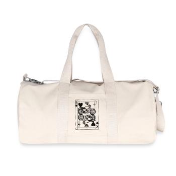 Herz König Motorrad - Biker Spielkarte Geschenk - Recycelte Canvas-Sporttasche von Stanley/Stella - Naturweiß - Vorne