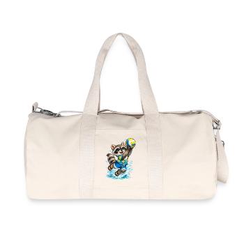 Un raton laveur sur la plage avec le volley-ball - Sac de sport en toile recyclée Stanley/Stella - blanc naturel - Devant