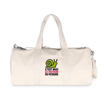 Escargot patron du potager jardinage humour - Sac de sport en toile recyclée Stanley/Stella - blanc naturel - Devant