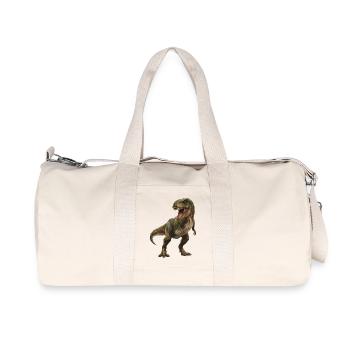 Geometrischer grüner T-Rex Low Poly Tarnmuster - Recycelte Canvas-Sporttasche von Stanley/Stella - Naturweiß - Vorne
