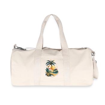 Premium Urlaub Palmen Sonne Welle Strand Shirt - Recycelte Canvas-Sporttasche von Stanley/Stella - Naturweiß - Vorne