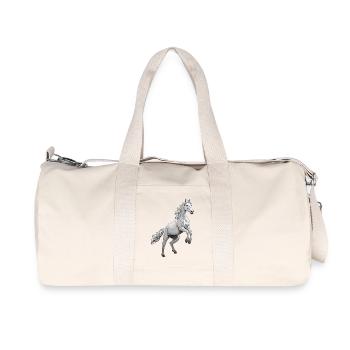 Hochspringender Hengst  - Recycelte Canvas-Sporttasche von Stanley/Stella - Naturweiß - Vorne