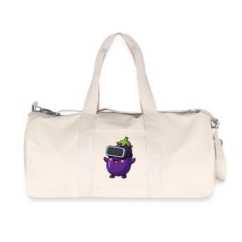 Eggplant Vegetable Vegan Cartoon Gamer - Recycled Canvas Sports Bag by Stanley/Stella - natural - Front