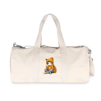 Kawaii-Kätzchen im gelben Hoodie - Recycelte Canvas-Sporttasche von Stanley/Stella - Naturweiß - Vorne