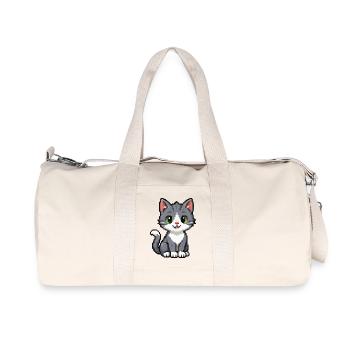 Pixel Chaton Chat Gris - Sac de sport en toile recyclée Stanley/Stella - blanc naturel - Devant