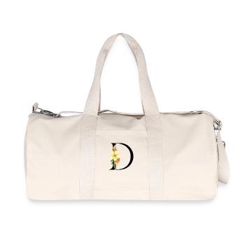 Elegant letter 'D' with flowers - Recycled Canvas Sports Bag by Stanley/Stella - natural - Front