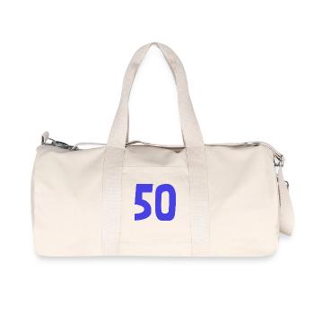 50. 50 ANS. 50e ANNIVERSAIRE. ANNIVERSAIRE 50 ANS. - Sac de sport en toile recyclée Stanley/Stella - blanc naturel - Devant