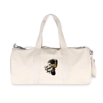 Headphone Skull with Flower - Recycled Canvas Sports Bag by Stanley/Stella - natural - Front
