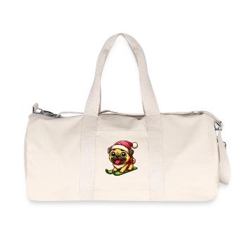 Pug on skis Winter fun Christmas - Recycled Canvas Sports Bag by Stanley/Stella - natural - Front