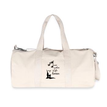 Music makes my Life better Musik Geschenk - Recycelte Canvas-Sporttasche von Stanley/Stella - Naturweiß - Vorne