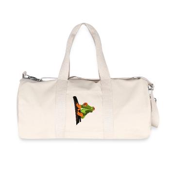 Frecher Kletter-Frosch Cartoon - Recycelte Canvas-Sporttasche von Stanley/Stella - Naturweiß - Vorne