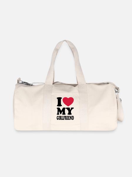 I love my girlfriend - J'aime mon amie - Sac de sport en toile recyclée Stanley/Stella - blanc naturel