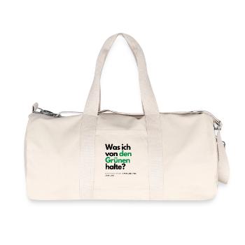 Motto - Was ich von den Grünen halte ? - Recycelte Canvas-Sporttasche von Stanley/Stella - Naturweiß - Vorne