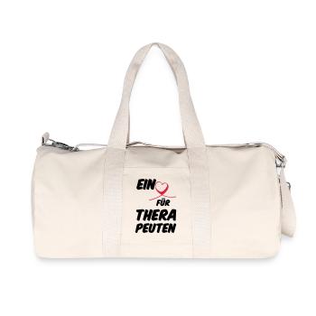Herz für Therapeuten Geschenk - Recycelte Canvas-Sporttasche von Stanley/Stella - Naturweiß - Vorne