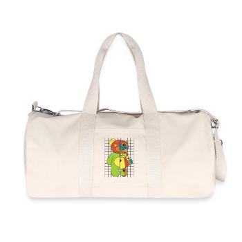 Ours en peluche, robot - Sac de sport en toile recyclée Stanley/Stella - blanc naturel - Devant