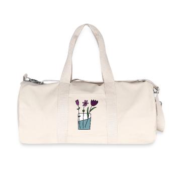 Flowers in clay pot design - Recycled Canvas Sports Bag by Stanley/Stella - natural - Front
