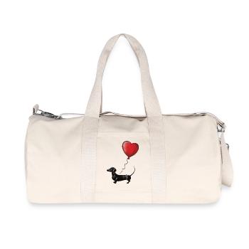 Illustration de teckel ballon de coeur - Sac de sport en toile recyclée Stanley/Stella - blanc naturel - Devant