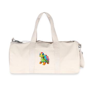 Cute Cartoon Turtle - Recycled Canvas Sports Bag by Stanley/Stella - natural - Front