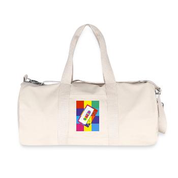 Retro Cassette Tape Pop Art Illustration - Recycled Canvas Sports Bag by Stanley/Stella - natural - Front