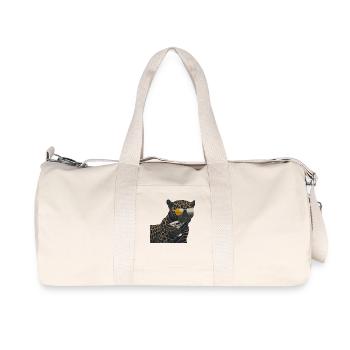 Cooler Leopard mit Sonnenbrille und Glas - Recycelte Canvas-Sporttasche von Stanley/Stella - Naturweiß - Vorne