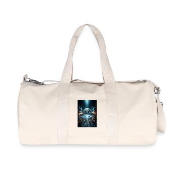 Futuristic Bitcoin Digital Artwork - Recycled Canvas Sports Bag by Stanley/Stella - natural - Front