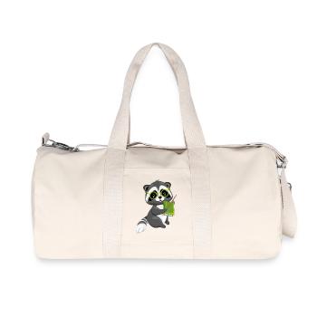 Cute smart raccoon with a book - Recycled Canvas Sports Bag by Stanley/Stella - natural - Front