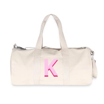 Letter k pink pop and modern - Recycled Canvas Sports Bag by Stanley/Stella - natural - Front