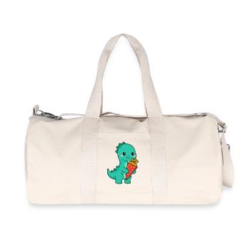 Langhals Dino mit Schultüte | Einschulung 2026 - Recycelte Canvas-Sporttasche von Stanley/Stella - Naturweiß - Vorne