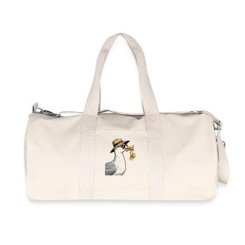 Lässige Möwe mit Sonnenhut und Sonnenbrille - Recycelte Canvas-Sporttasche von Stanley/Stella - Naturweiß - Vorne