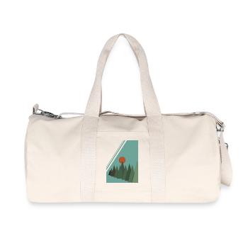 Abstrakte Berglandschaft mit roter Sonne - Recycelte Canvas-Sporttasche von Stanley/Stella - Naturweiß - Vorne