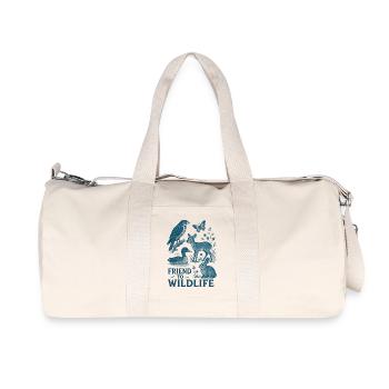 Wildlife Friendship Illustration - Recycled Canvas Sports Bag by Stanley/Stella - natural - Front