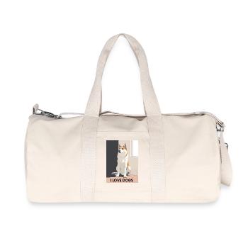 Dog Friendship Illustration - Recycled Canvas Sports Bag by Stanley/Stella - natural - Front