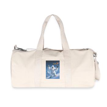 Yeti waving at Santa Claus flying overhead - Recycled Canvas Sports Bag by Stanley/Stella - natural - Front