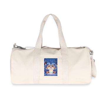 Romantic Yeti couple carving  heart together - Recycled Canvas Sports Bag by Stanley/Stella - natural - Front