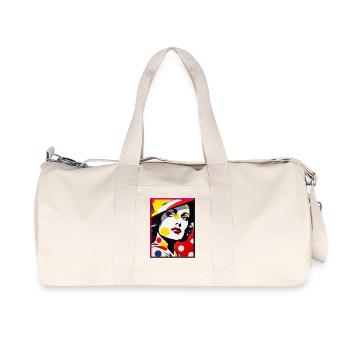 Women with Hat Pop Art Portrait with Dots - Recycled Canvas Sports Bag by Stanley/Stella - natural - Front