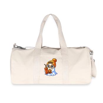 Little Halloween Ghost with Pumpkin Party Costume - Recycled Canvas Sports Bag by Stanley/Stella - natural - Front