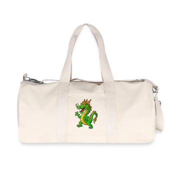 Green cartoon dragon with orange tips - Recycled Canvas Sports Bag by Stanley/Stella - natural - Front