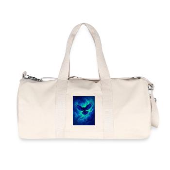 A raven soars through glowing indigo skies filled  - Recycled Canvas Sports Bag by Stanley/Stella - natural - Front