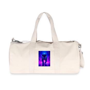 Ein Panther leuchtet in heftigem Neonpink und violetter Tanne - Recycelte Canvas-Sporttasche von Stanley/Stella - Naturweiß - Vorne