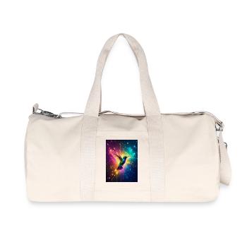 Radiant hummingbird glowing midair, surrounded  - Recycled Canvas Sports Bag by Stanley/Stella - natural - Front