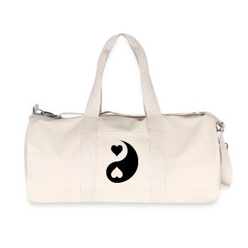 Coeur Yin Yang Harmonie Monochrome Noir Négatif - Sac de sport en toile recyclée Stanley/Stella - blanc naturel - Devant