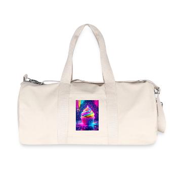 Sweet neon cupcake shining with colorful pop-art - Recycled Canvas Sports Bag by Stanley/Stella - natural - Front