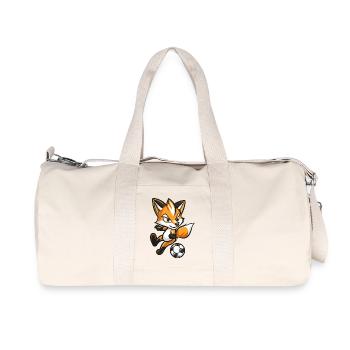 Fuchs Comic Fußball - Recycelte Canvas-Sporttasche von Stanley/Stella - Naturweiß - Vorne