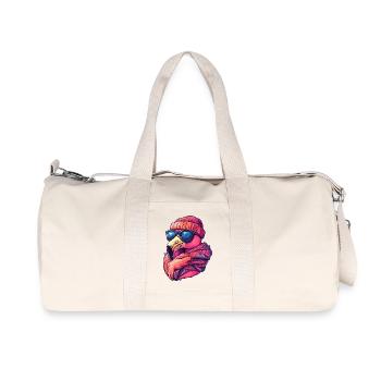 Cool Flamingo Winter Streetwear Wearing Sunglasses - Recycled Canvas Sports Bag by Stanley/Stella - natural - Front