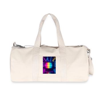 Retro TV Glitch – Neon Eighties Screen - Recycled Canvas Sports Bag by Stanley/Stella - natural - Front