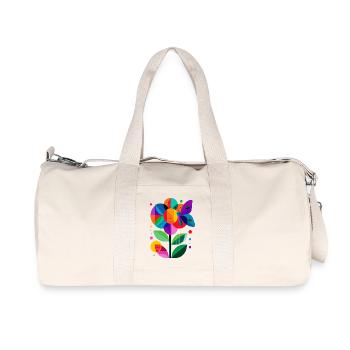 colorful stylized flower with butterfly - Recycled Canvas Sports Bag by Stanley/Stella - natural - Front