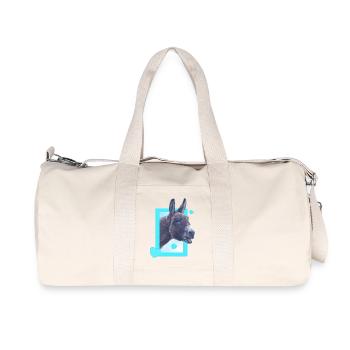 süßer Esel am Fenster blaue Herzen  - Recycelte Canvas-Sporttasche von Stanley/Stella - Naturweiß - Vorne