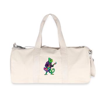 Caméléon en veste en cuir et guitare électrique néon - Sac de sport en toile recyclée Stanley/Stella - blanc naturel - Devant